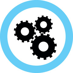 Gear Machine Icon in Flat Style. Vector Illustration.