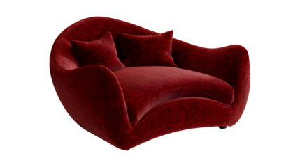 A stylish single sofa with curved edges, creating a sense of comfort and luxury, Transparent background