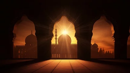 Foto op Plexiglas Islamic background photo. Mosque and shadows. Ramadan or kandil or laylat al-qadr or kadir gecesi or islamic background photo © Elchin Abilov