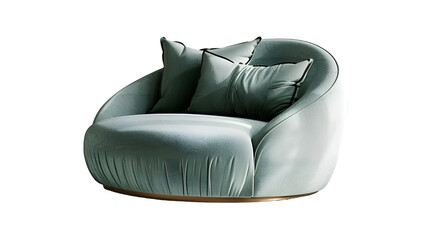  A stylish single sofa with curved edges, creating a sense of comfort and luxury against, Transparent background