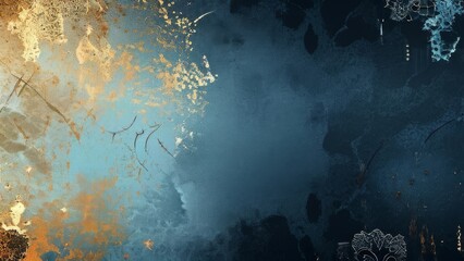 Abstract blue and yellow grunge background with some stains on it