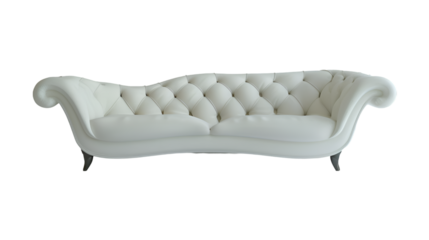 A stylish sofa with curved edges, creating a sense of luxury and relaxation against, Transparent background