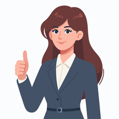 Flat design illustration of work appreciation. Business woman giving thumb up