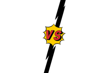 retro versus vs match fight flat style vector illustration isolated on white and transparent background. red yellow black color design