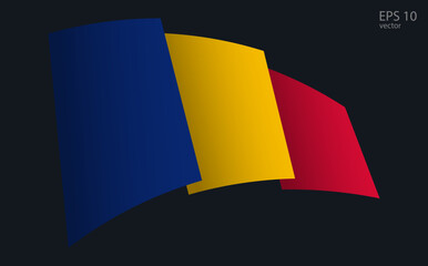 Waving Vector flag of Chad. National flag waving symbol. Banner design element.
