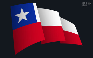 Waving Vector flag of Chile. National flag waving symbol. Banner design element.
