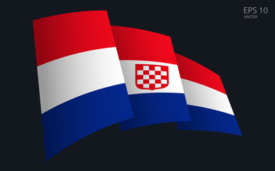 Waving Vector flag of Croatia. National flag waving symbol. Banner design element.
