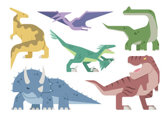 Flat style colorful prehistoric dinosaur vector cartoon illustration
