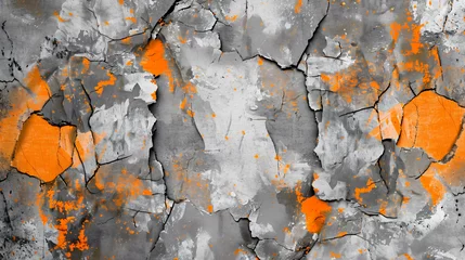 Poster Abstract cracked grey cement wall texture. © Marie