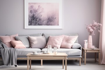Fototapeta na wymiar Nordic Pastel Charm: Monochromatic Living Room Ideas with a Touch of Serenity