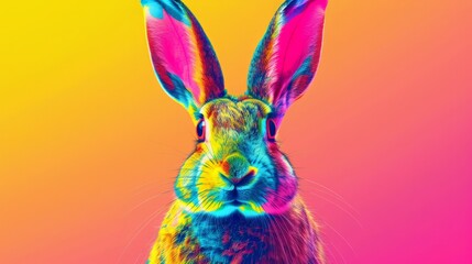 Pop Art Easter Bunny: A bright and cheerful pop art portrait of a bunny