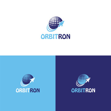 Orbitron IT Softwarehouse inspired by explorer and Spacecraft theme Pictorial Mark Logo Design
