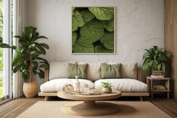 Green Plants Minimalist Decor: Organic Texture Living Room Inspiration