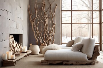 Organic Twig Decor Living Room: Contemporary Style with Textured Living Room Decor Ideas