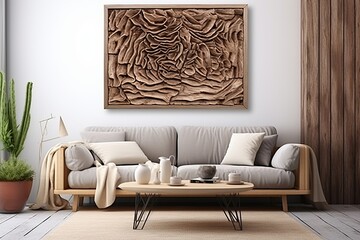 Wooden Frame Organic Texture Living Room Wall Art: Decorative Decors