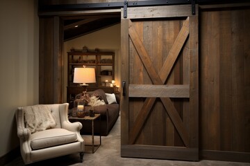 Obraz na płótnie Canvas Barn Door Room: Rustic Art Deco Home Interiors Design