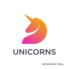 Unicorn Head logo vector illustration