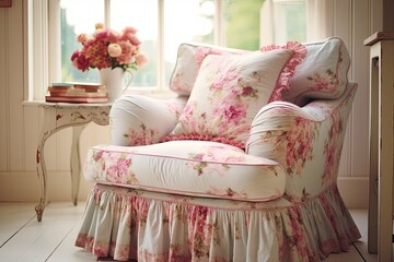 Country Fabric Cushioned Armchair: Shabby Chic Bedroom Inspirations