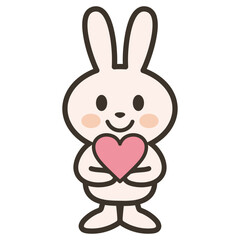 両手でハートを抱えるうさぎさんのイラスト
