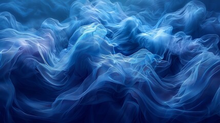 Wave or veil texture on an abstract blue background - obrazy, fototapety, plakaty
