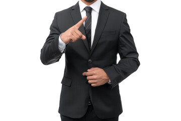 Obraz na płótnie Canvas Confident Businessman in Suit Gesturing Number One