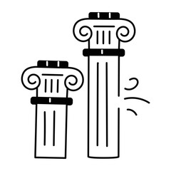 Well-designed linear icon of greek pillars 