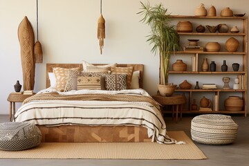 Native Vibes: Tribal Print Bedroom Decors with Rattan Furniture