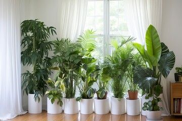 Breezy Plant Style: Tropical Plant Home Office Decors Curtain Divider
