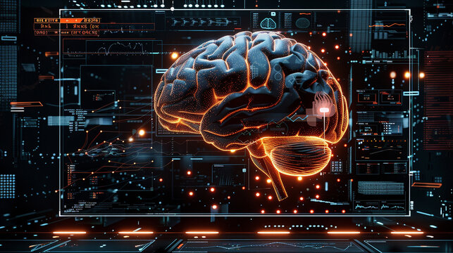 Mechanical brain processing data and calculations