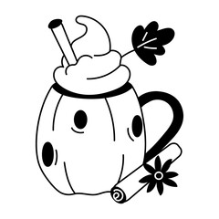 Here is a doodle icon of pumpkin latte 