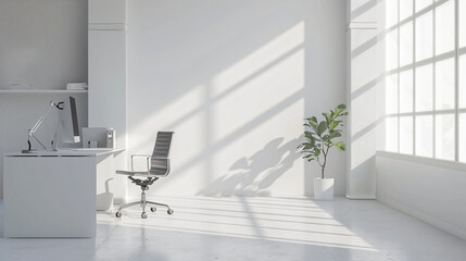 White and gray open space office corner.