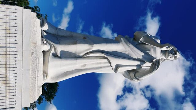 HAVANA, CUBA - DECEMBER 20, 2023: The Havana Christ. A large sculpture of Jesus of Nazareth in white Carrara marble, located on a hilltop in Casablanca, Cuba.