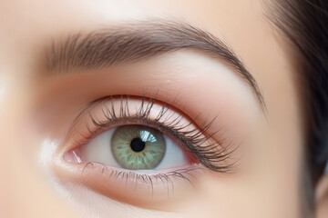 Close up beautiful eyes of woman. a Healthy retina vision care.