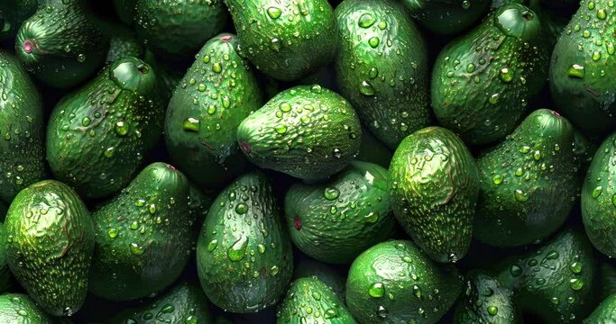 fresh avocados with water droplets close-up pattern texture for healthy food background design