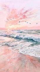 Sea Sunset Watercolor Abstract Sky Nature Landscape