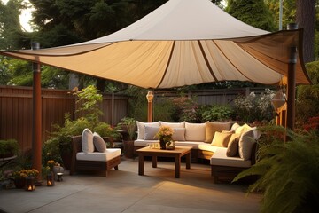 Tranquil Zen Patio Ideas: Fabric Tent Shade Inspiration