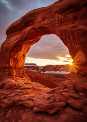 Arch Panorama in red stones.