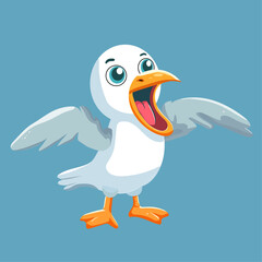 Vector pattern Seagull screaming, bright, sea bird, cartoon