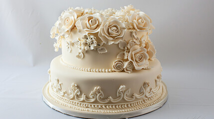 Obraz na płótnie Canvas White wedding cake decorated.