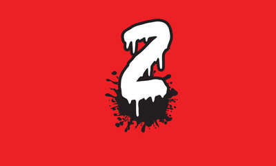 Letters Z dripping with blood on red background
