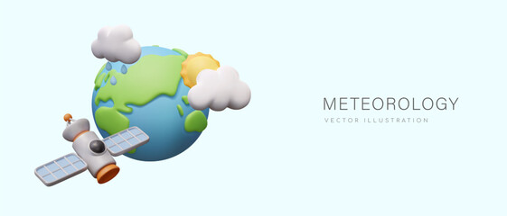 Concept of meteorology in children style. Interesting information about weather