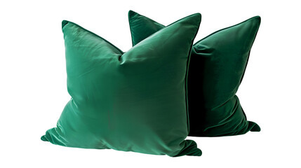  Two sumptuous emerald green velvet cushions, Transparent background