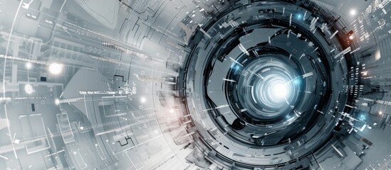 Luminous Futuristic Tunnel Leading to Infinity - Technology Concept