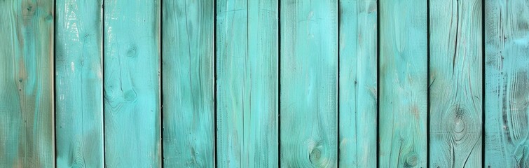 Turquoise, teal weathered vertical planks for vintage, distressed, summer backdrop. Seaside nautical boardwalk. Coastal faded, worn wooden beach walk. Summer, vacation feeling card, banner.