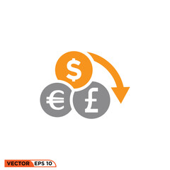 Currency flat icon design vector graphic of template, sign and symbol 