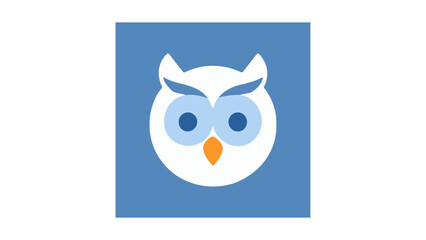 funny owl face on a blue background