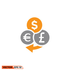 Currency flat icon design vector graphic of template, sign and symbol 