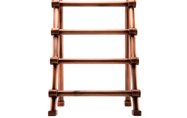 Innovative Copper Pipe Ladder. A ladder constructed entirely from copper pipes, showcasing a unique and creative approach to functional design. Isolated on a Transparent Background PNG.