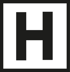 Panneau carré avec idéogramme indiquant un hopital ou une clinique