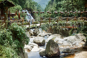 river in a traditional village in sapa, vietnam - 747125725